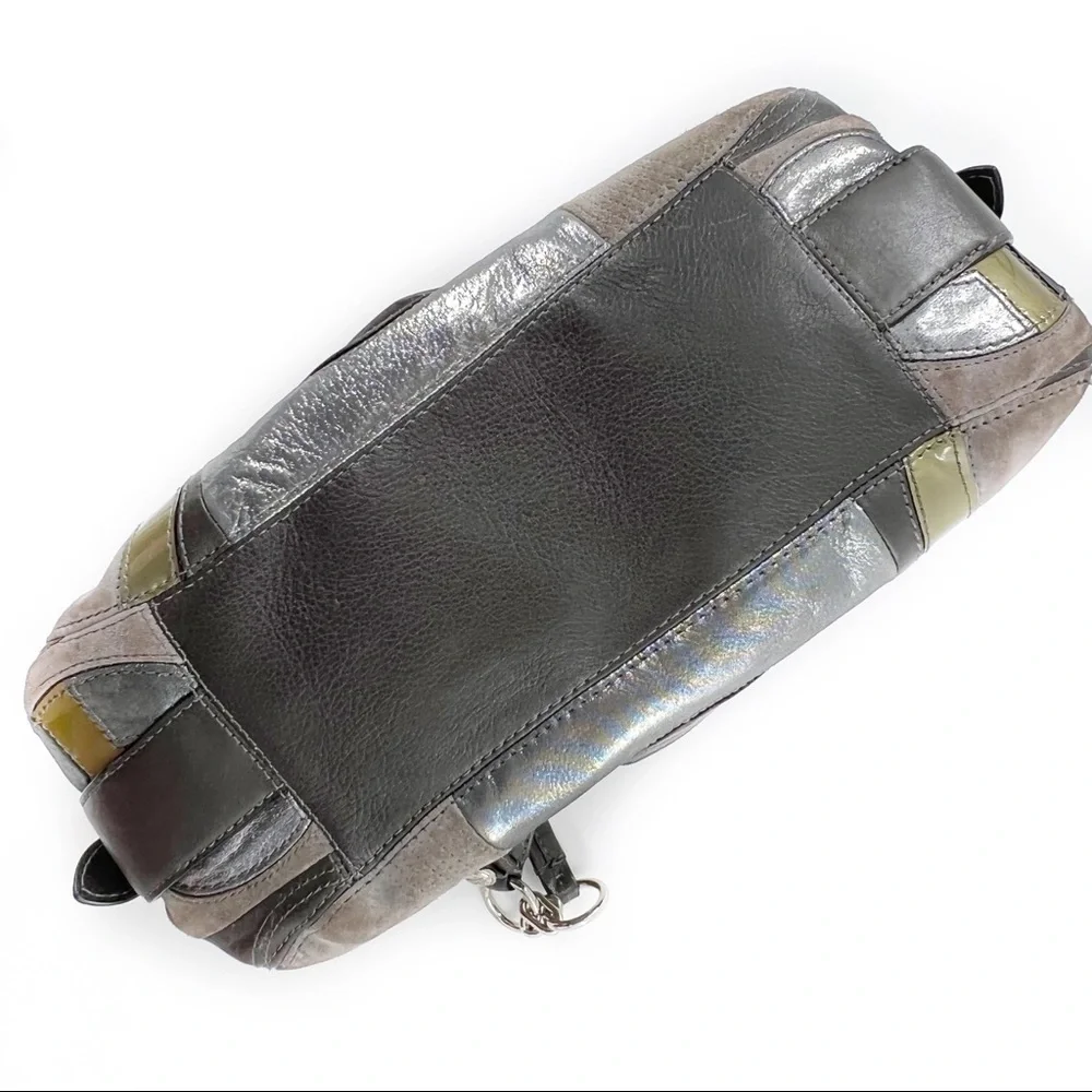 Coach Mia Inlaid C Maggie Leather & Suede Hobo Shoulder Bag, Gray/Silver/Lilac - Picture 11 of 17